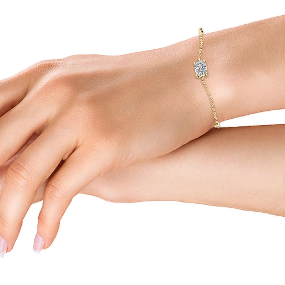 14K Yellow Gold Lab Grown Diamond BRACELET 0.87 ctw SJBR20055OV-0.75CT-7IN