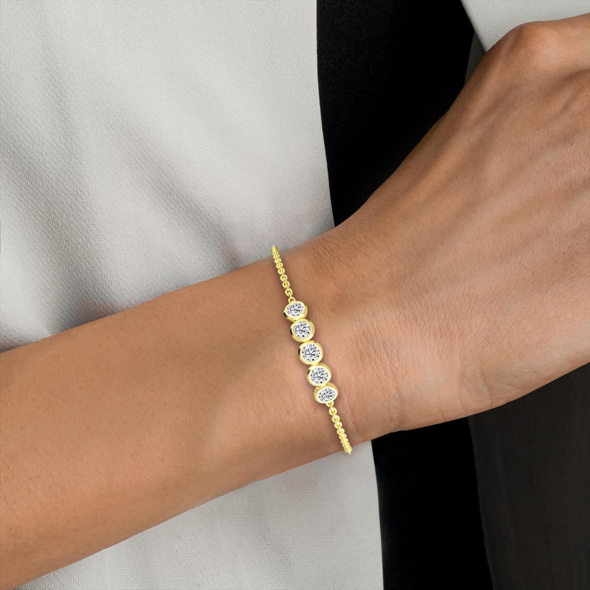14K Yellow Gold Lab Grown Diamond BRACELET 1.10 ctw SJBR20351-1.00CT
