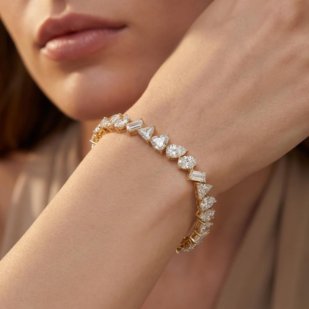 14K Yellow Gold Lab Grown Diamond BRACELET 14.23 ctw SJBR20606-14.00CT-7IN