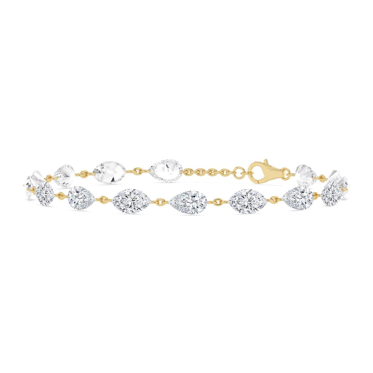 14K Yellow Gold Lab Grown Diamond BRACELET 7.72 ctw SJBR20630PEMQ-8.00CT-7IN
