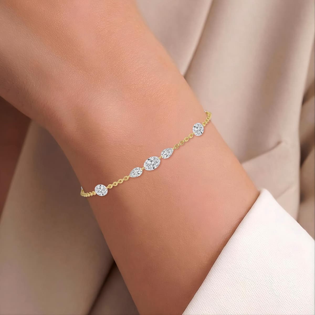14K Yellow Gold Lab Grown Diamond BRACELET 2.42 ctw SJBR20631-2.50CT-7IN