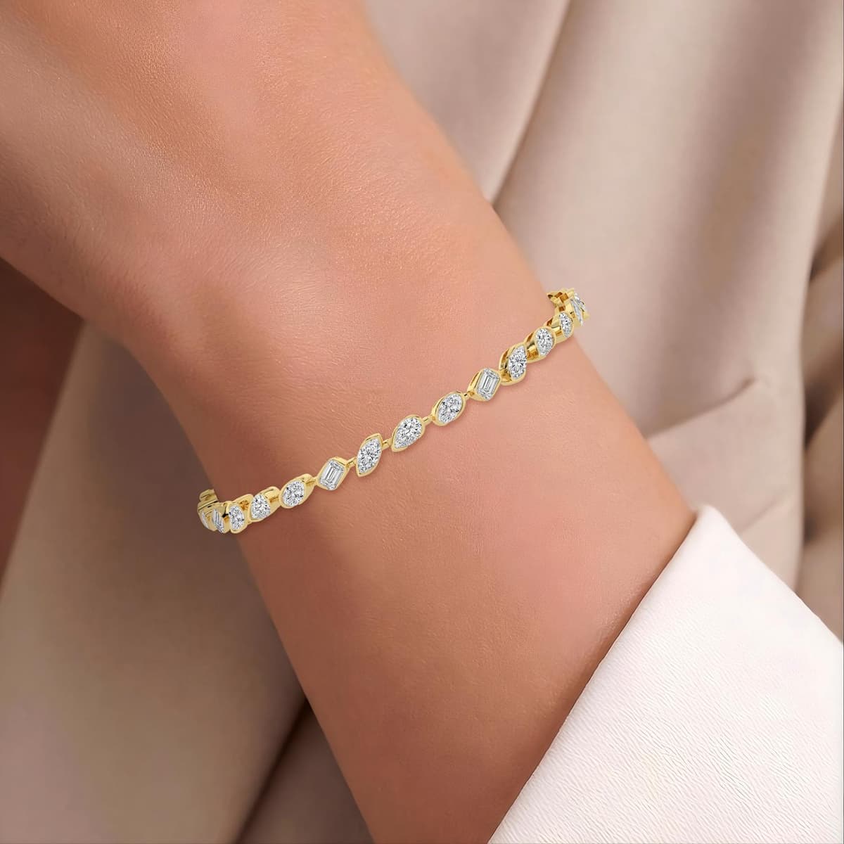14K Yellow Gold Lab Grown Diamond BRACELET 6.49 ctw SJBR20651MS-0.20PT-7IN