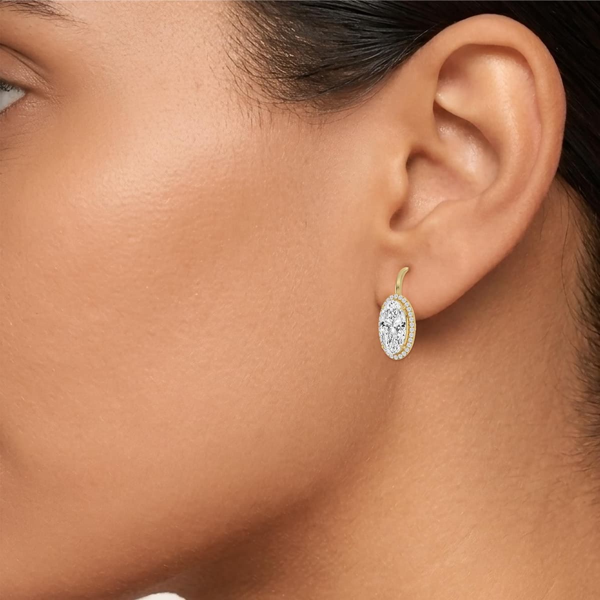 14K Yellow Gold Lab Grown Diamond EARRINGS 3.22 ctw SJE33922MOV-3.00CT