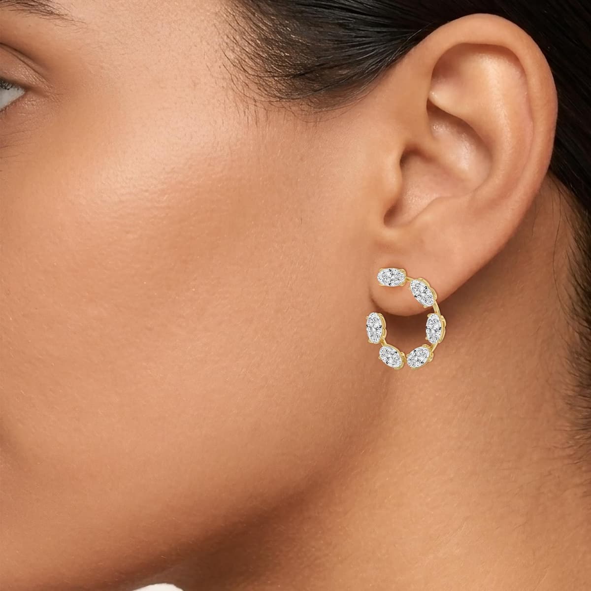 14K Yellow Gold Lab Grown Diamond EARRINGS 3.60 ctw SJE33923MOV-3.63CT