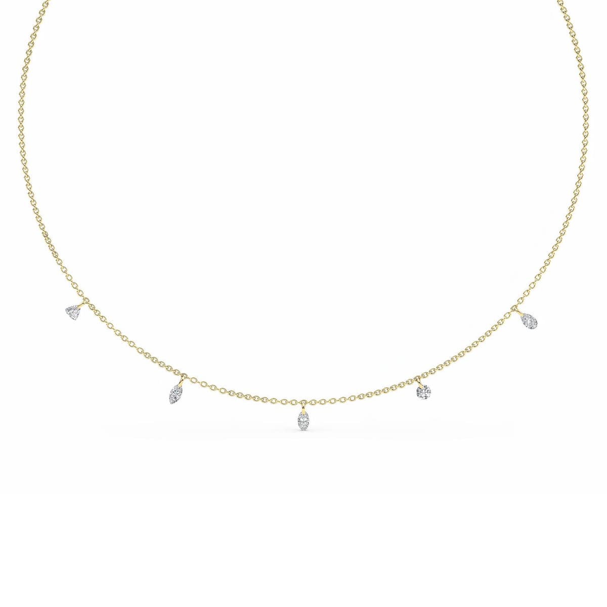 14K Yellow Gold Lab Grown Diamond NECKLACE 4.01 ctw SJN08230MS-4.00CT-18IN