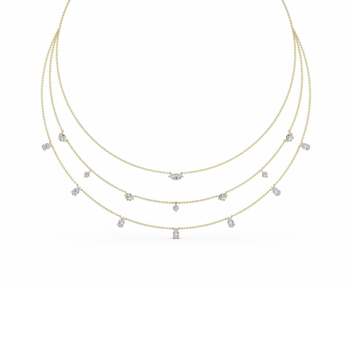 14K Yellow Gold Lab Grown Diamond NECKLACE 3.23 ctw SJN08232-3.00CT-18IN