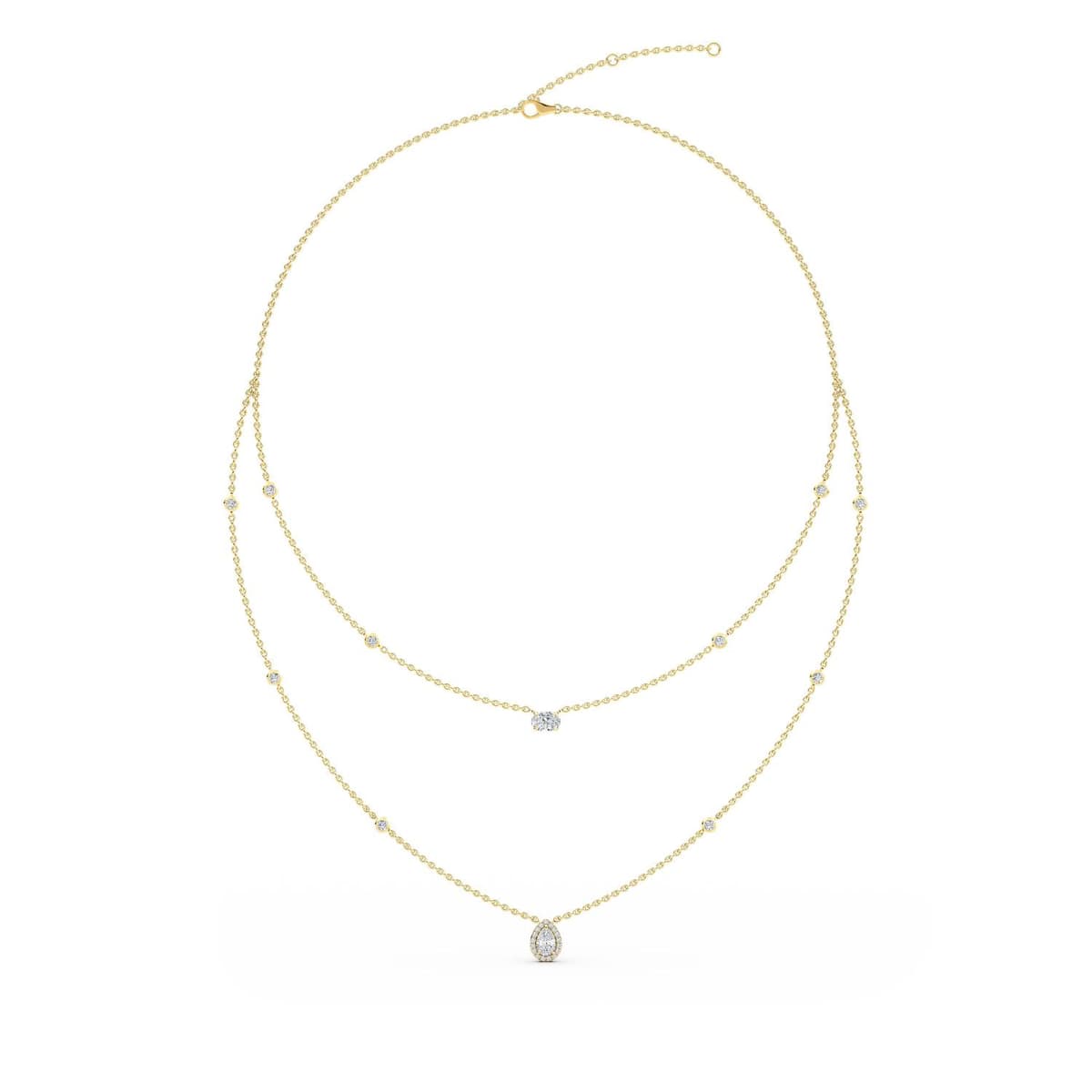 14K Yellow Gold Lab Grown Diamond NECKLACE 1.69 ctw SJN08236-1.75CT-18IN