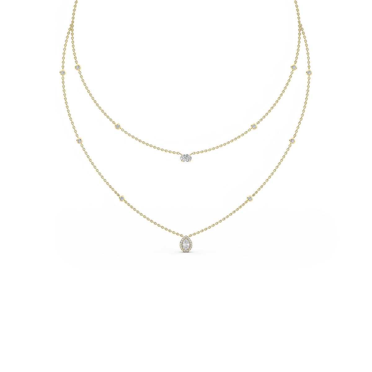 14K Yellow Gold Lab Grown Diamond NECKLACE 1.69 ctw SJN08236-1.75CT-18IN