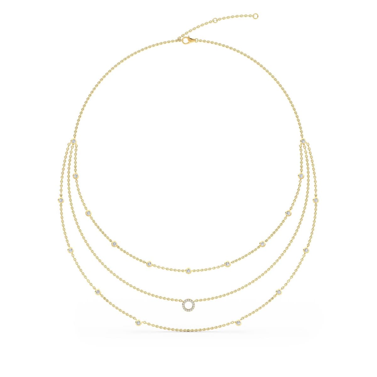 14K Yellow Gold Lab Grown Diamond NECKLACE 1.34 ctw SJN08238-1.25CT-18IN