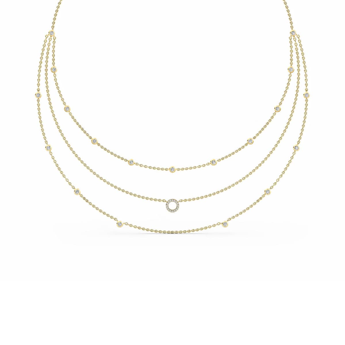 14K Yellow Gold Lab Grown Diamond NECKLACE 1.34 ctw SJN08238-1.25CT-18IN