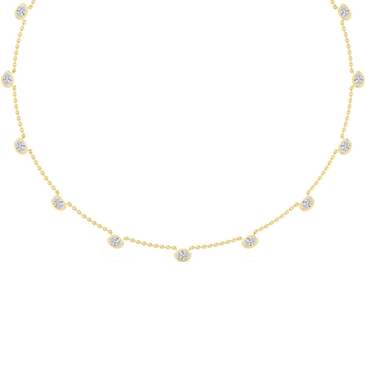 14K Yellow Gold Lab Grown Diamond NECKLACE 3.52 ctw SJN08464OV-3.50CT-16IN