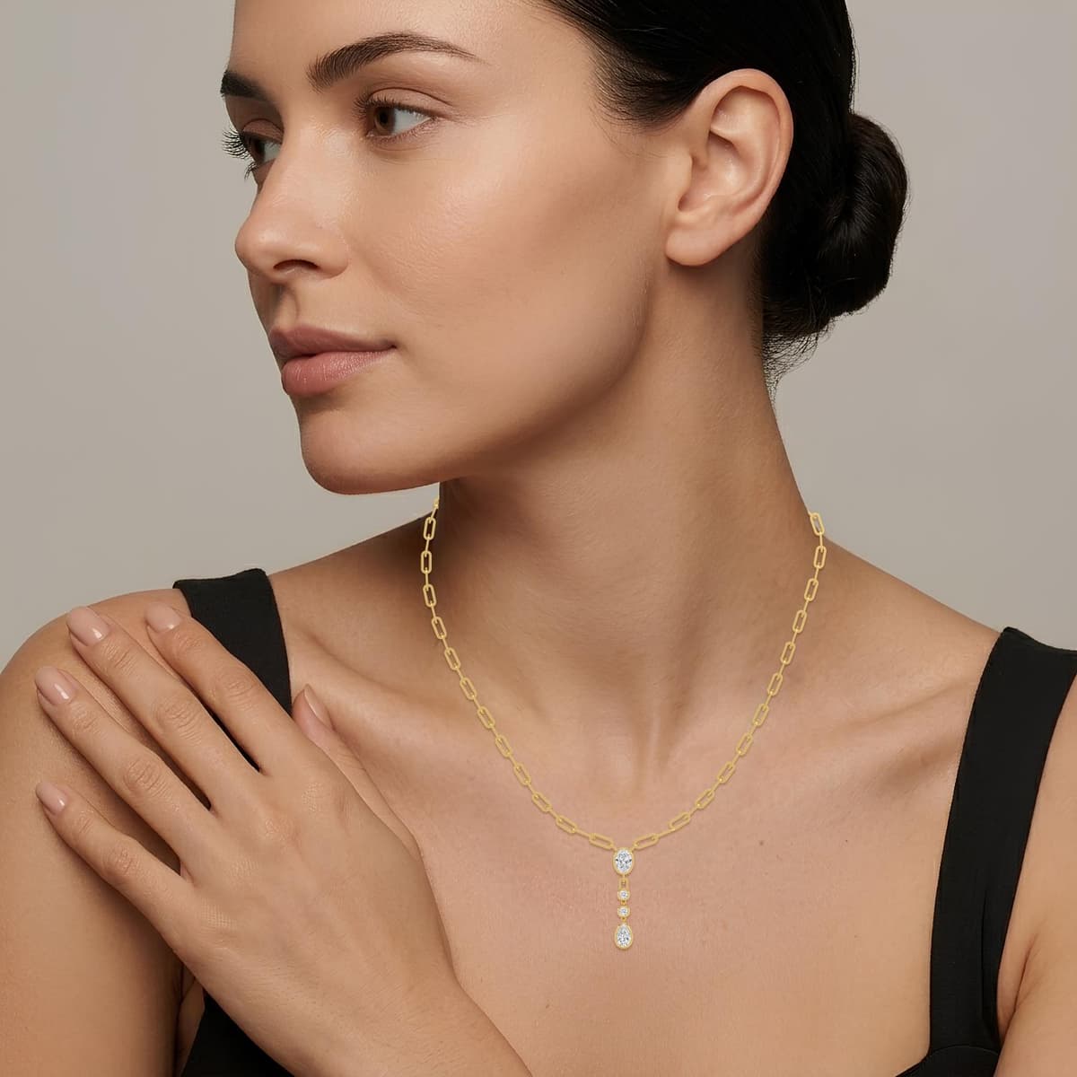 14K Yellow Gold Lab Grown Diamond NECKLACE 1.98 ctw SJN08495-2.00CT-18IN