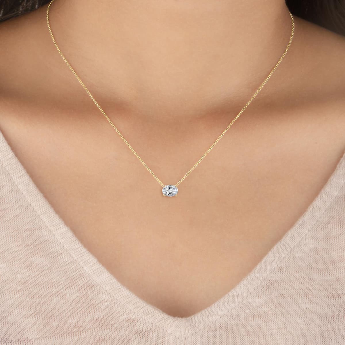 14K Yellow Gold Lab Grown Diamond PENDANT 0.70 ctw SJP31603OV-0.75CT