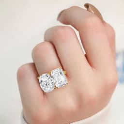 14K Yellow Gold Lab Grown Diamond Engagement Ring 4.15 ctw SJR59734CUEMHH-4.00CT